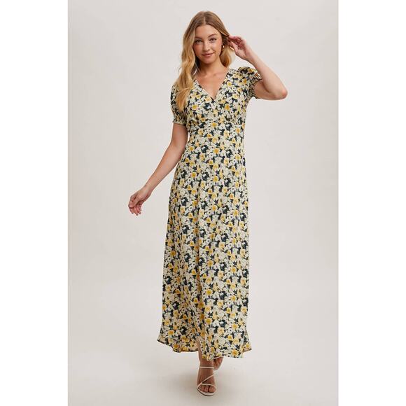 FLORAL PRINT WRAP MAXI SUN DRESS-SMALL - Picture 2 of 7